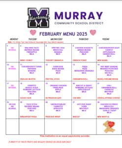 2025 February breakfast/ lunch menu